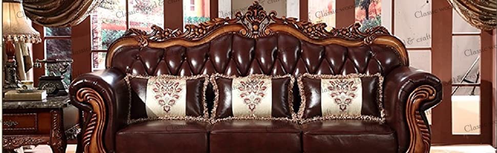 Classic Victorian Sofa Set 3+2+1 Premium Handcrafted Wooden Living Room Furniture - Image 5