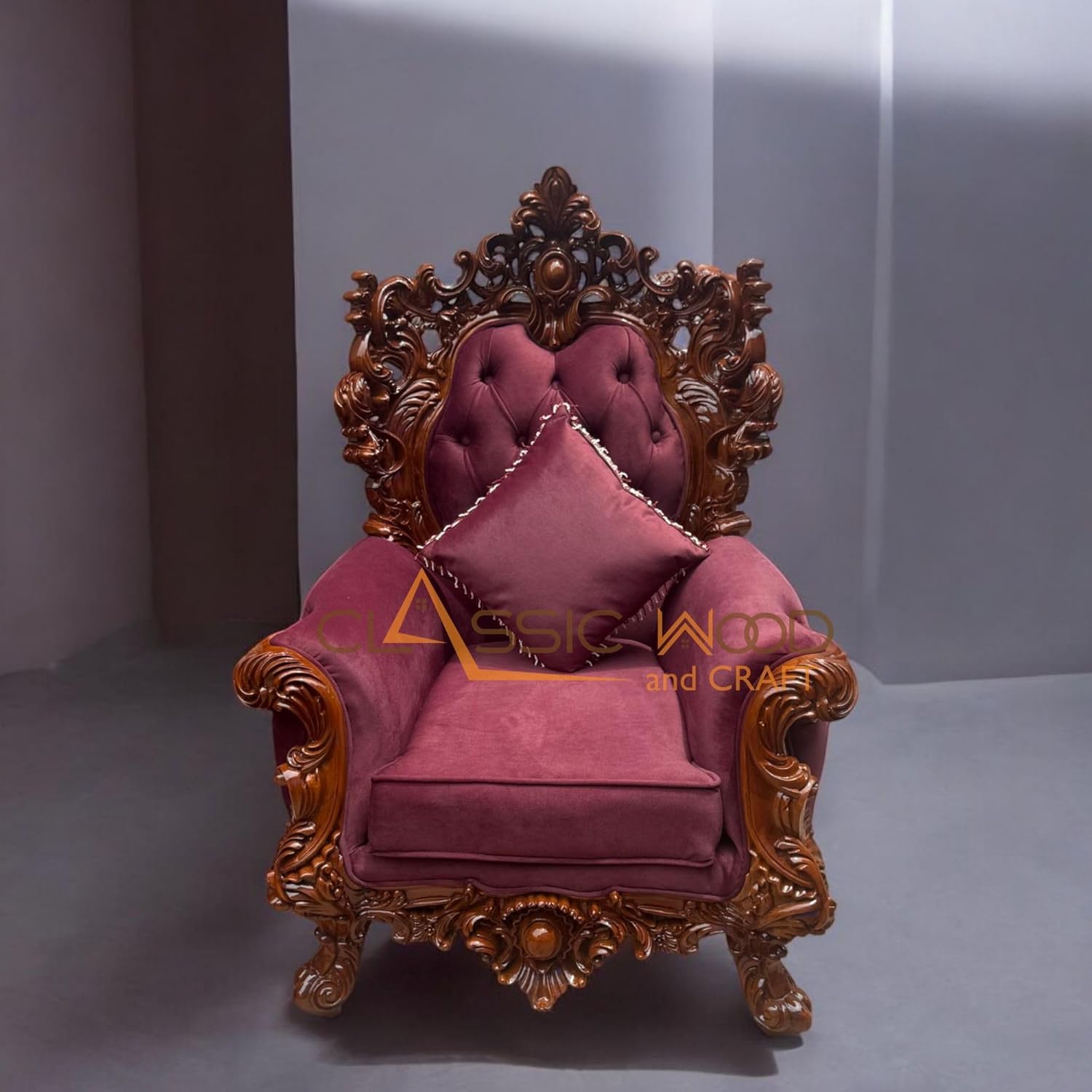 Luxury Victorian Sofa Set 3-1-1 Handcrafted Teakwood Living Room Furniture - Image 5