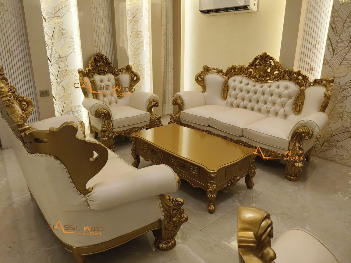 Royal Victorian Sofa Set 3+3+2+2+1+1 with Center Tables - Image 7