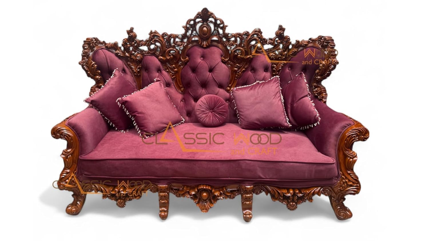 Luxury Victorian Sofa Set 3-1-1 Handcrafted Teakwood Living Room Furniture - Image 3