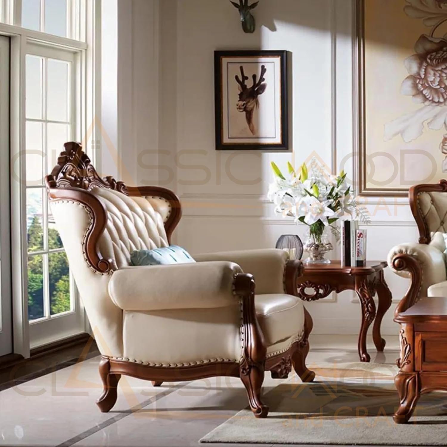 Traditional Victorian Sofa Set 3-2-1 for Luxury Home Interiors - Image 3