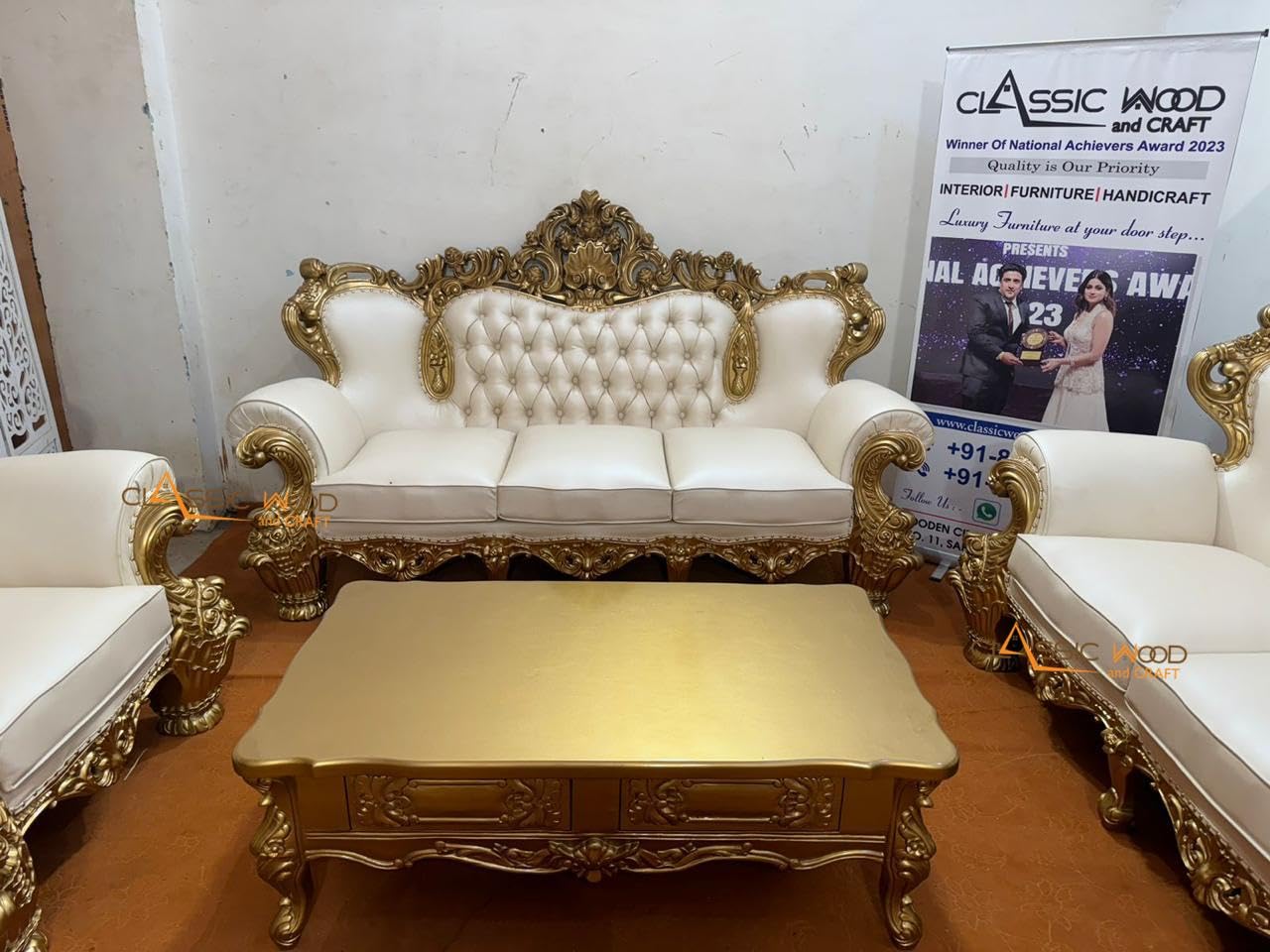 Royal Victorian Sofa Set 3+3+2+2+1+1 with Center Tables - Image 5