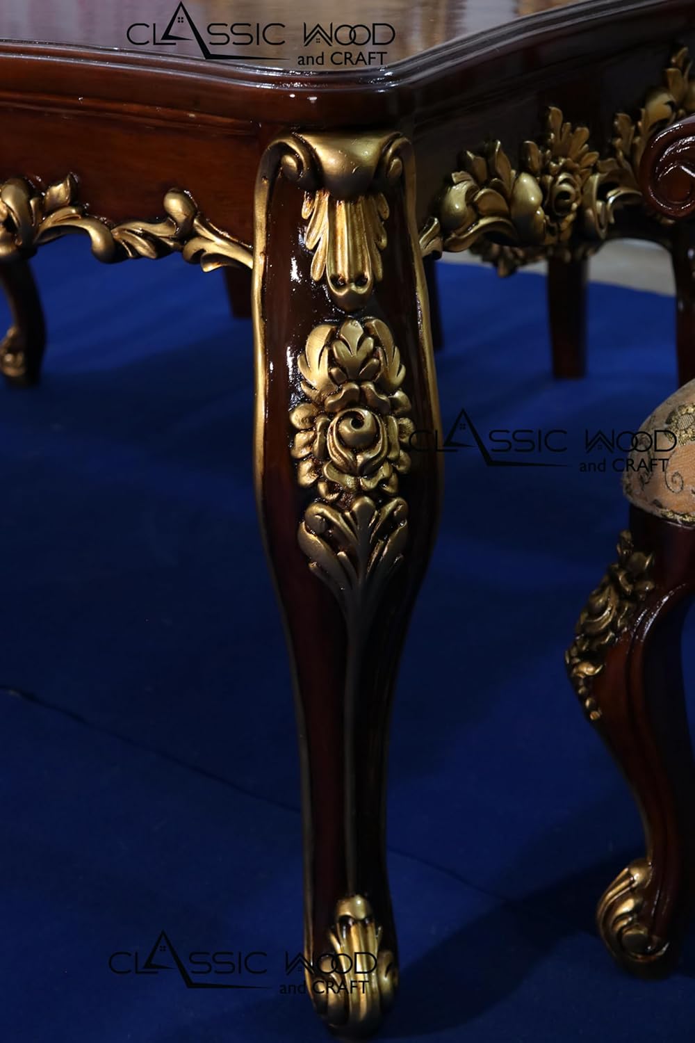 Traditional Victorian Style 6-Seater Teakwood Dining Set for Luxury Homes - Image 6