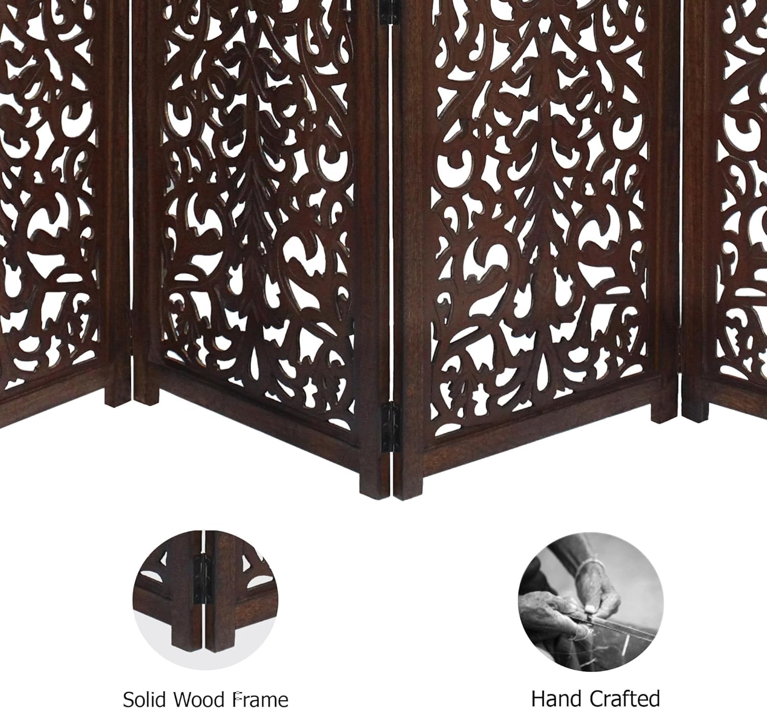 Wooden Room Divider Screen Folding Partition Panel for Living Room & Bedroom - Image 3