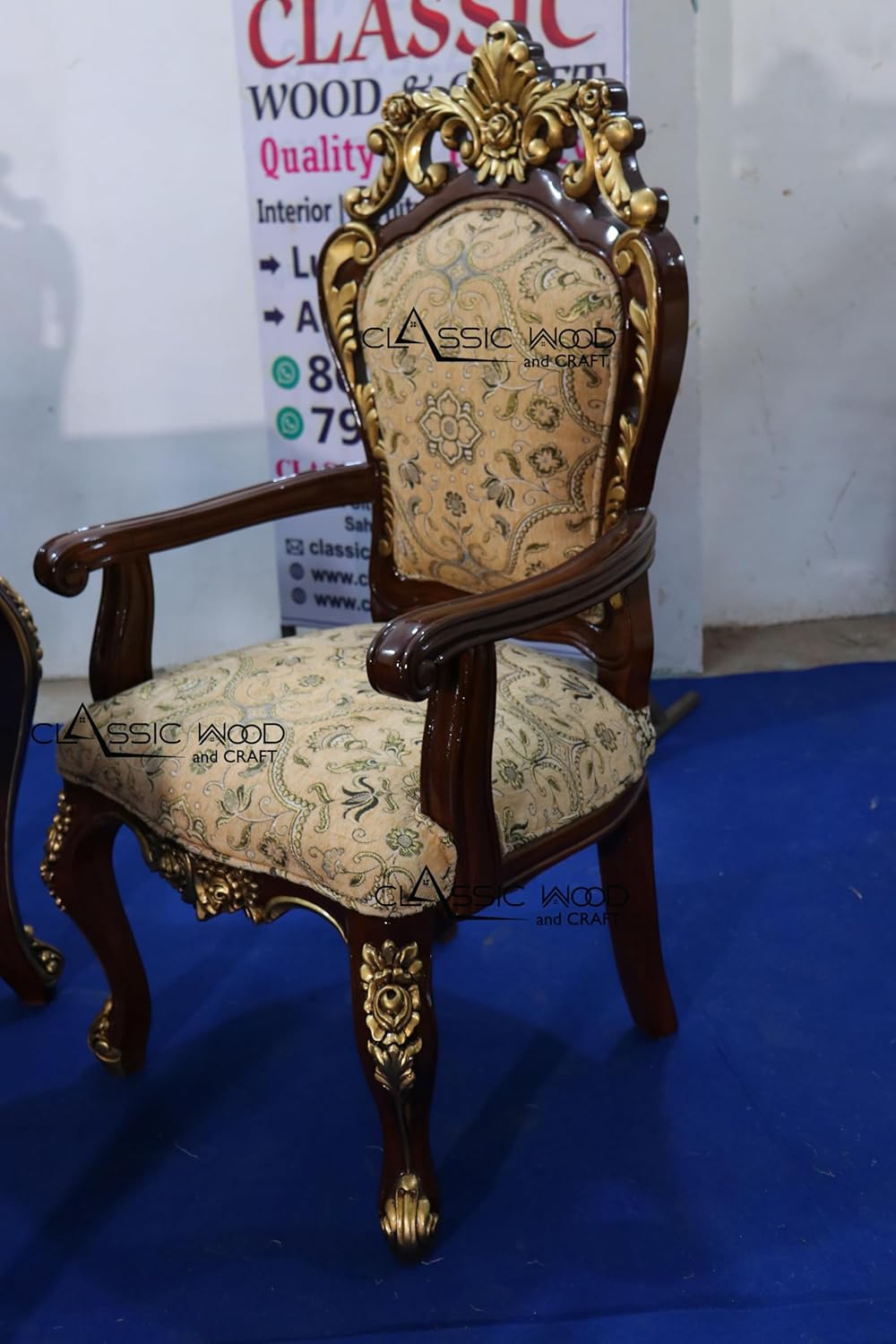 Traditional Victorian Style 6-Seater Teakwood Dining Set for Luxury Homes - Image 7