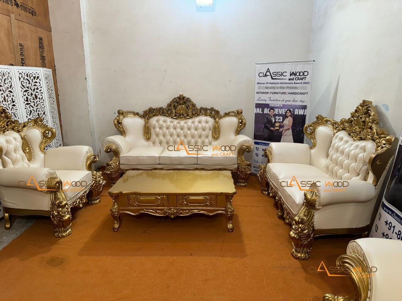 Royal Victorian Sofa Set 3+3+2+2+1+1 with Center Tables - Image 6