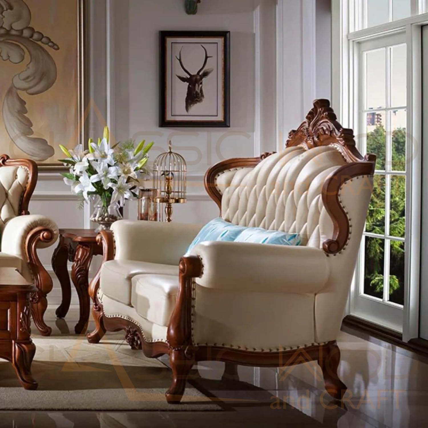 Traditional Victorian Sofa Set 3-2-1 for Luxury Home Interiors - Image 2