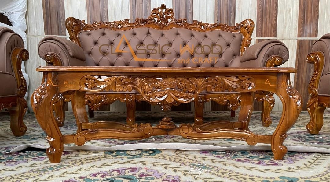 Handcrafted Victorian Sofa Set 3-1-1 with Center Table - Image 6