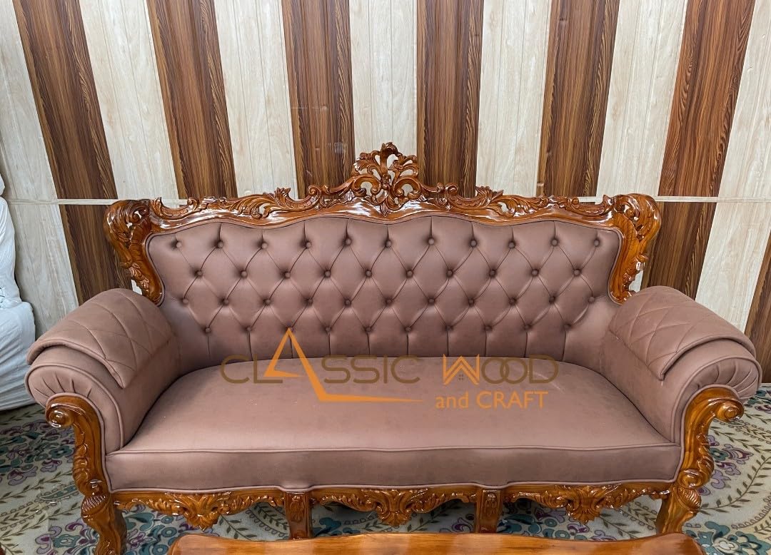 Handcrafted Victorian Sofa Set 3-1-1 with Center Table - Image 5