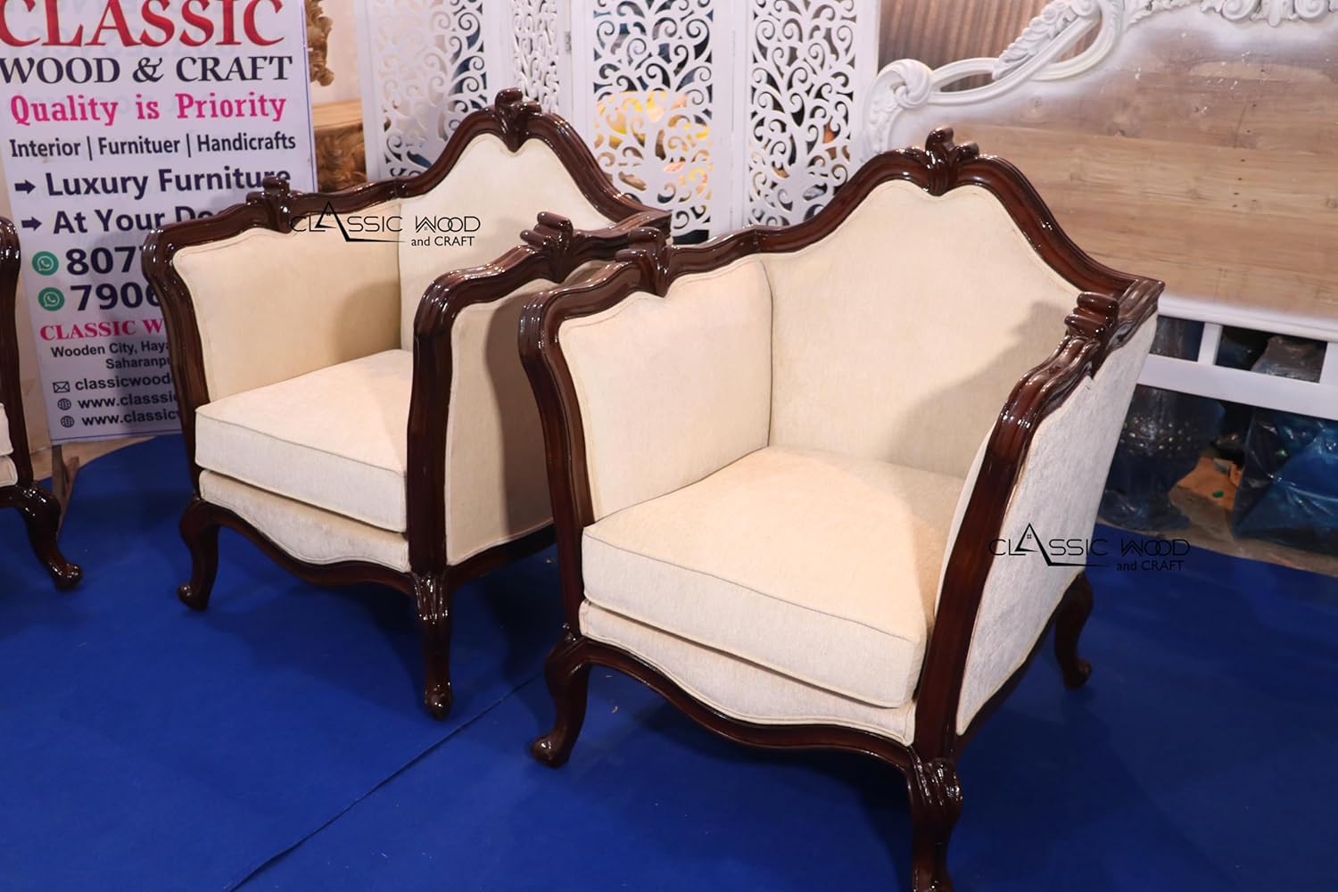 Luxury Handcrafted Victorian Sofa Set 3+2+1+1 for Royal Living Room - Image 5