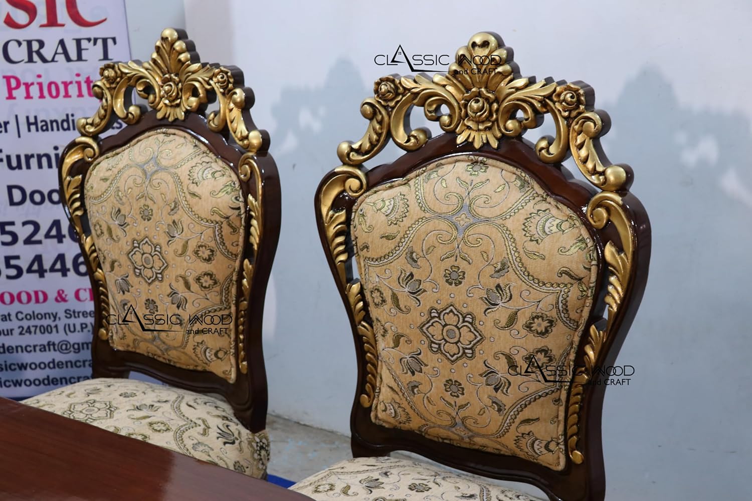 Traditional Victorian Style 6-Seater Teakwood Dining Set for Luxury Homes - Image 3