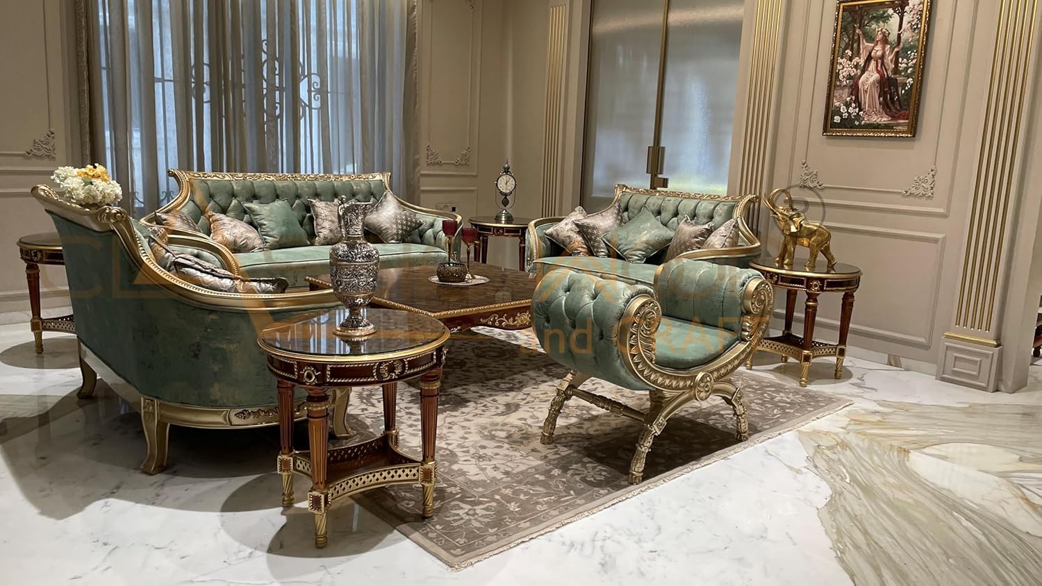 7 Seater Living Room Furniture with Center & Side Tables - Image 8