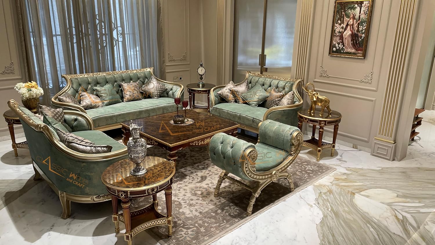 7 Seater Living Room Furniture with Center & Side Tables - Image 5