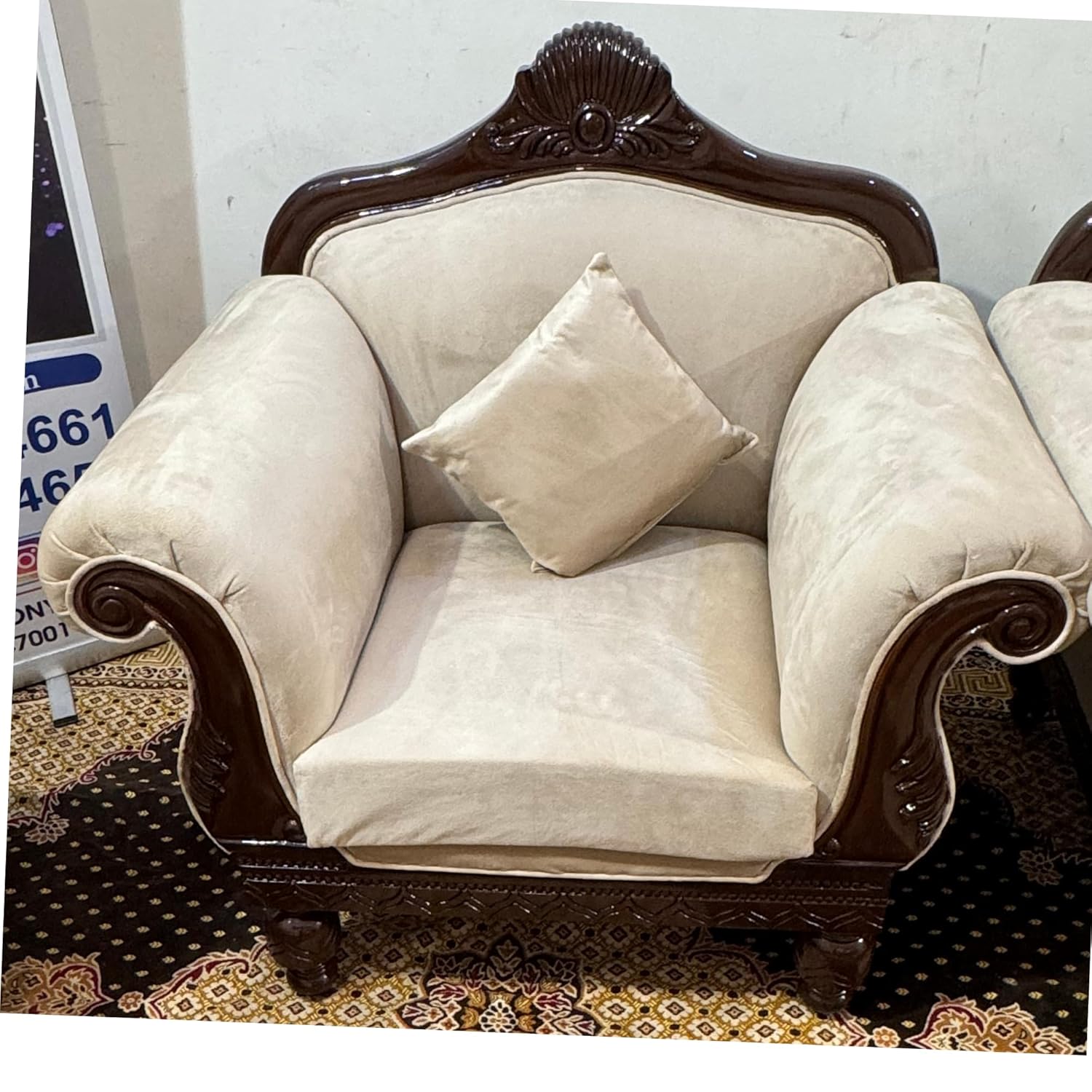 Classic Victorian Sofa Set 3+1+1+1 Handcrafted Teakwood Luxury Living Room Furniture - Image 6