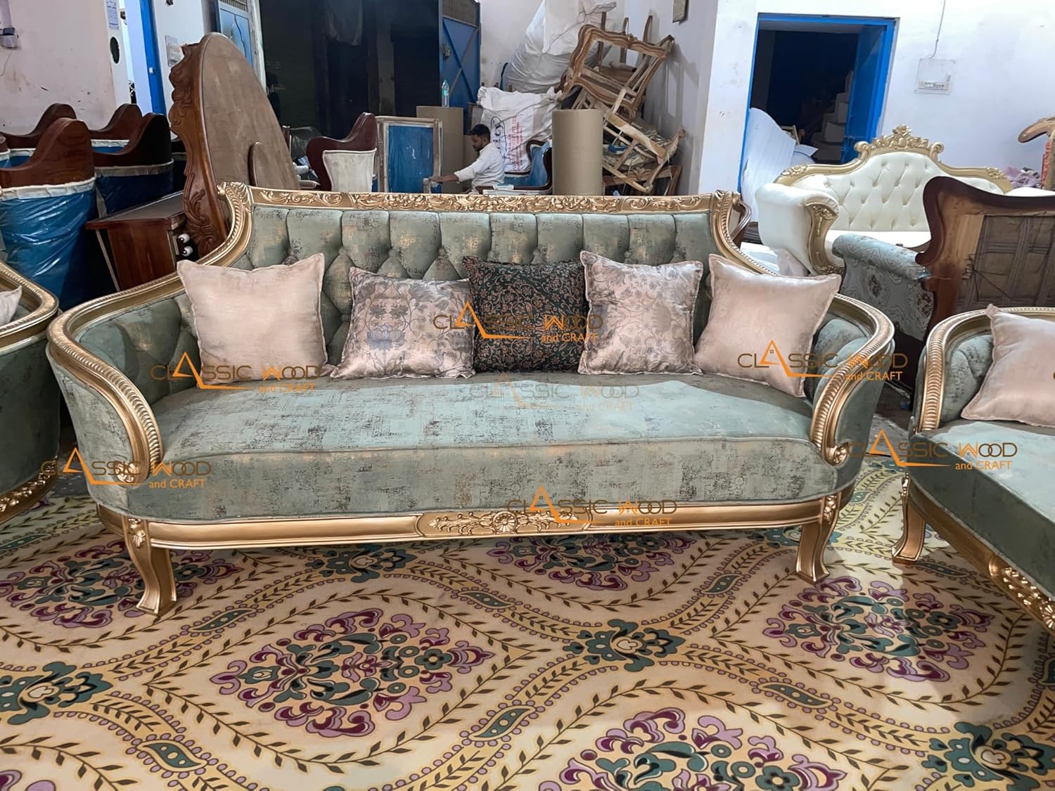 7 Seater Living Room Furniture with Center & Side Tables - Image 3