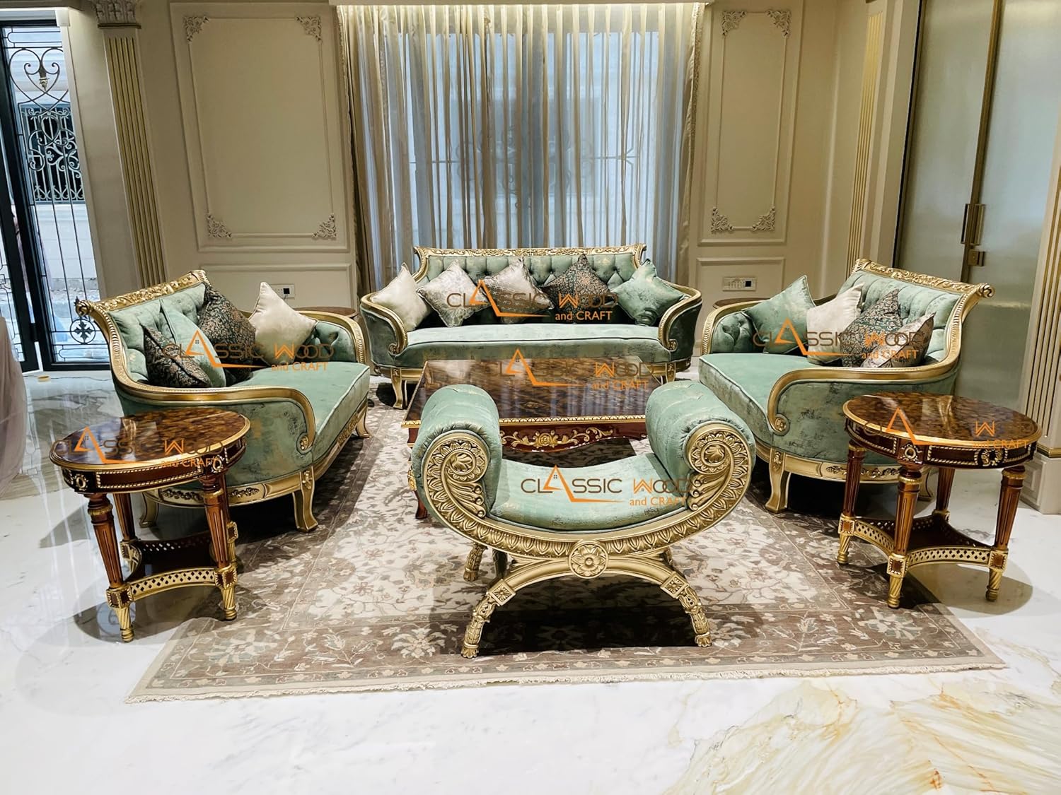 7 Seater Living Room Furniture with Center & Side Tables - Image 7