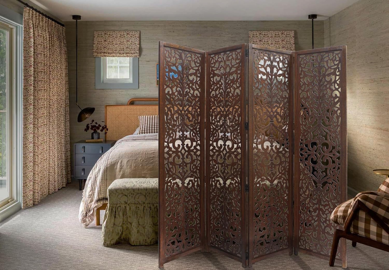 Wooden Room Divider Screen Folding Partition Panel for Living Room & Bedroom - Image 6