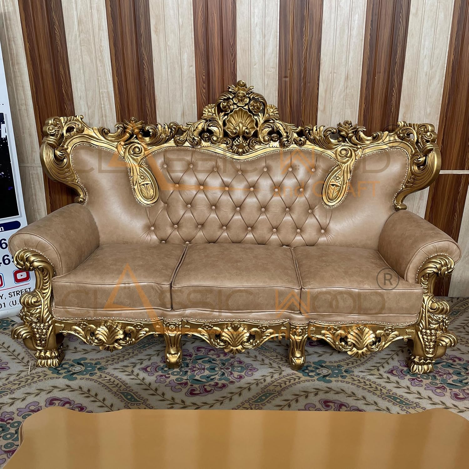 Classic Victorian Sofa Set 3+2+1+1 with Center Table - Image 6