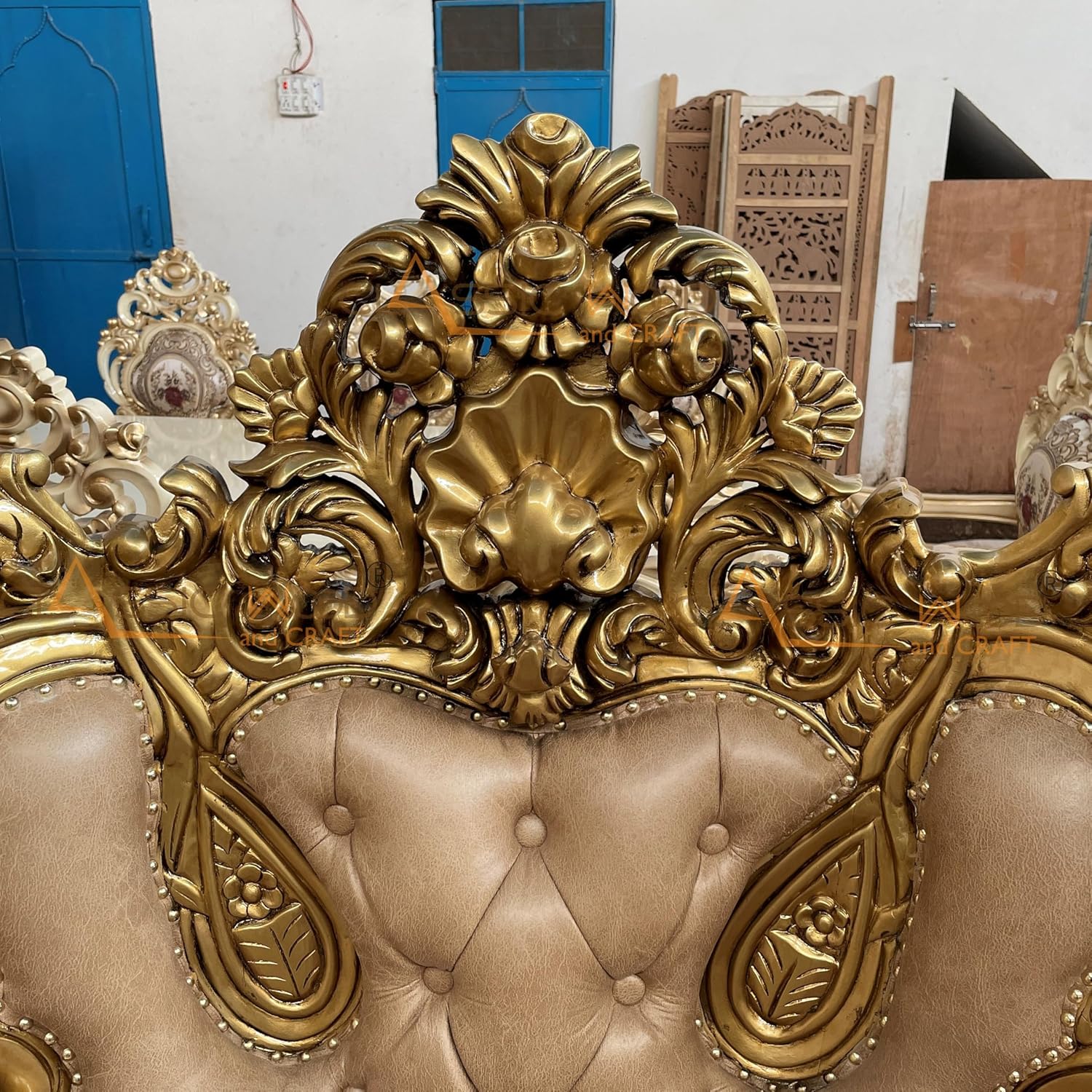 Classic Victorian Sofa Set 3+2+1+1 with Center Table - Image 3