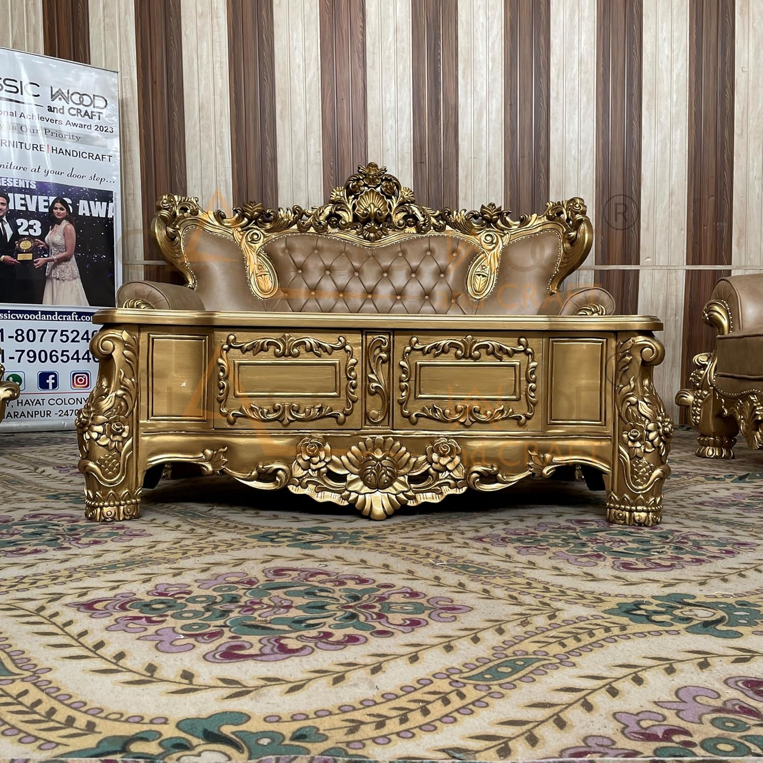 Classic Victorian Sofa Set 3+2+1+1 with Center Table - Image 8