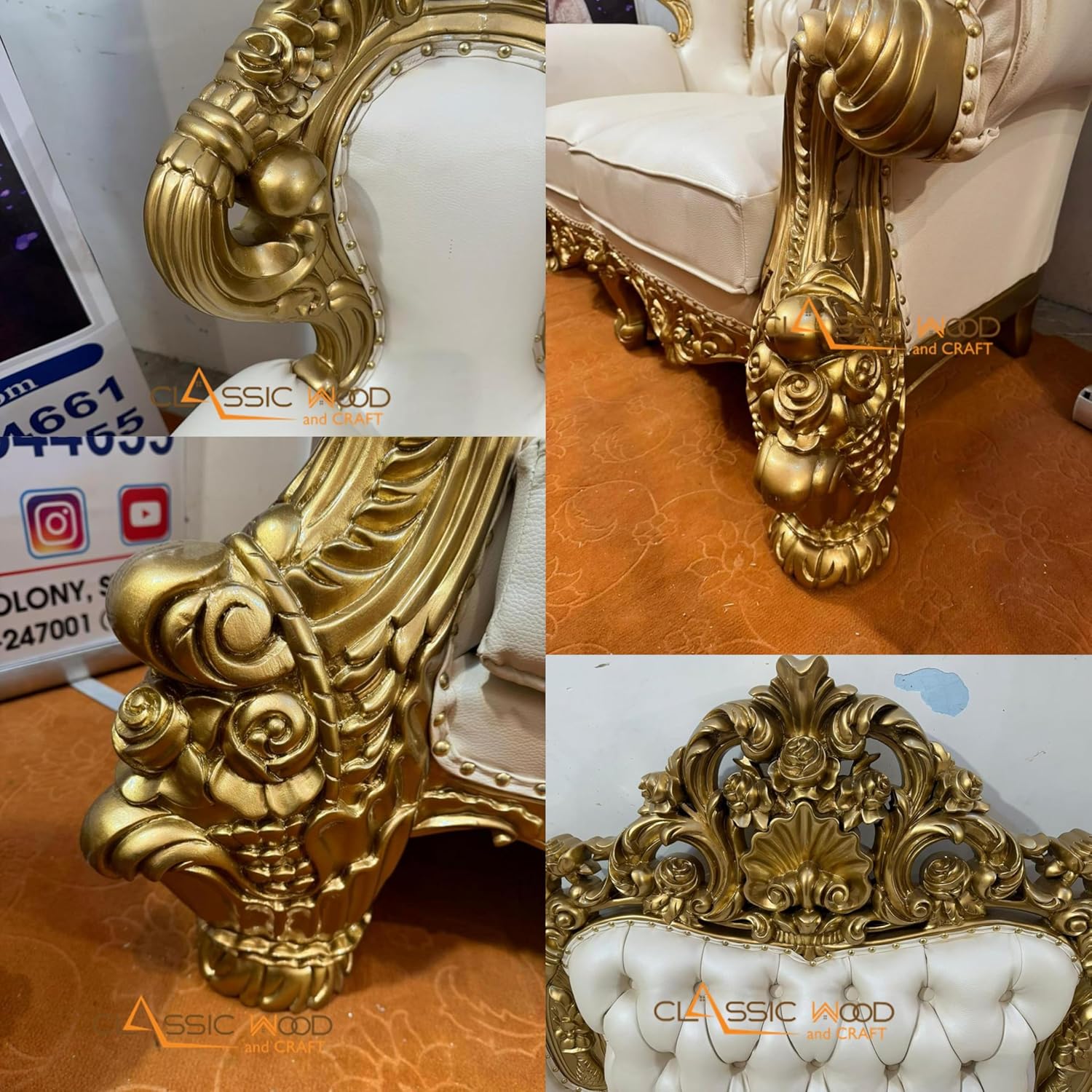 Royal Victorian Sofa Set 3+3+2+2+1+1 with Center Tables - Image 3