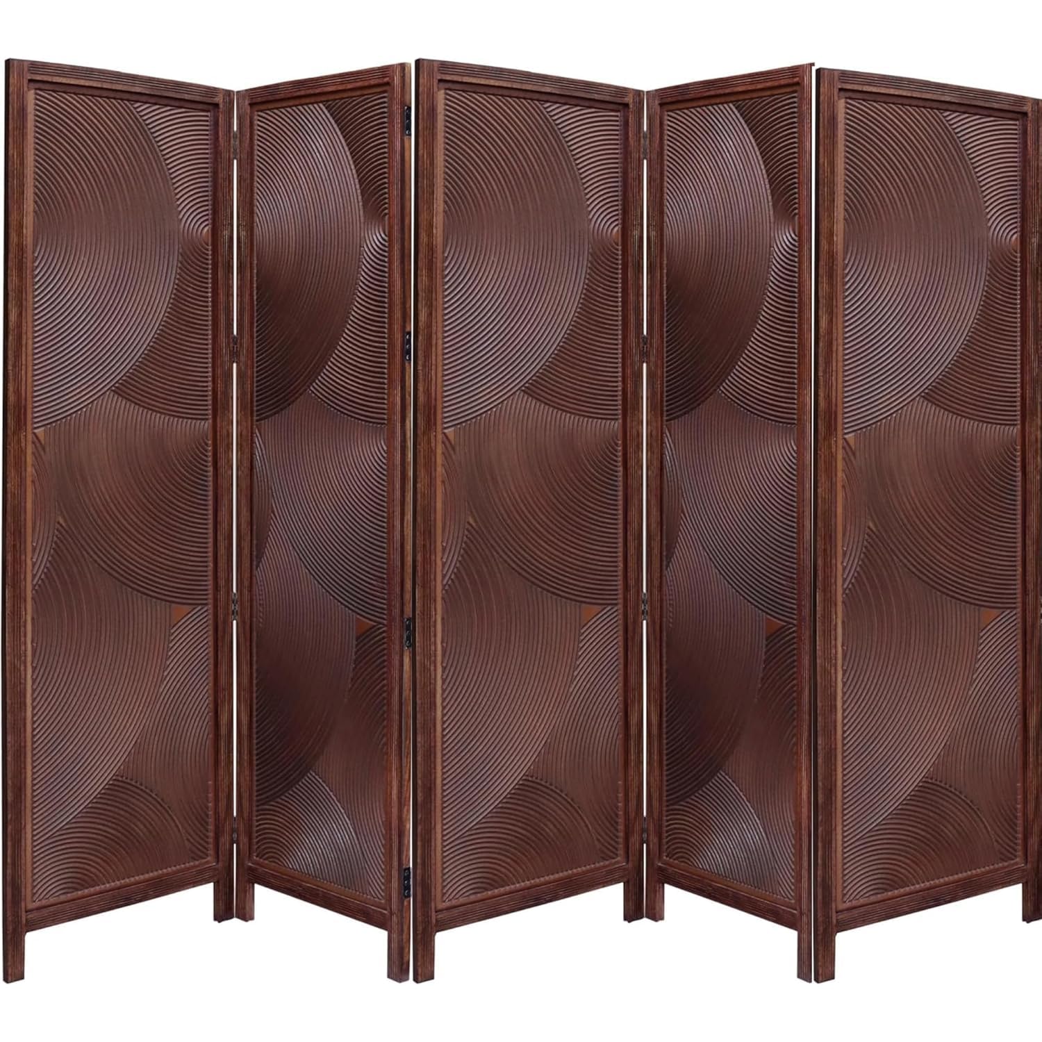 5-panel handcrafted wooden folding room divider partition screen for home interiors