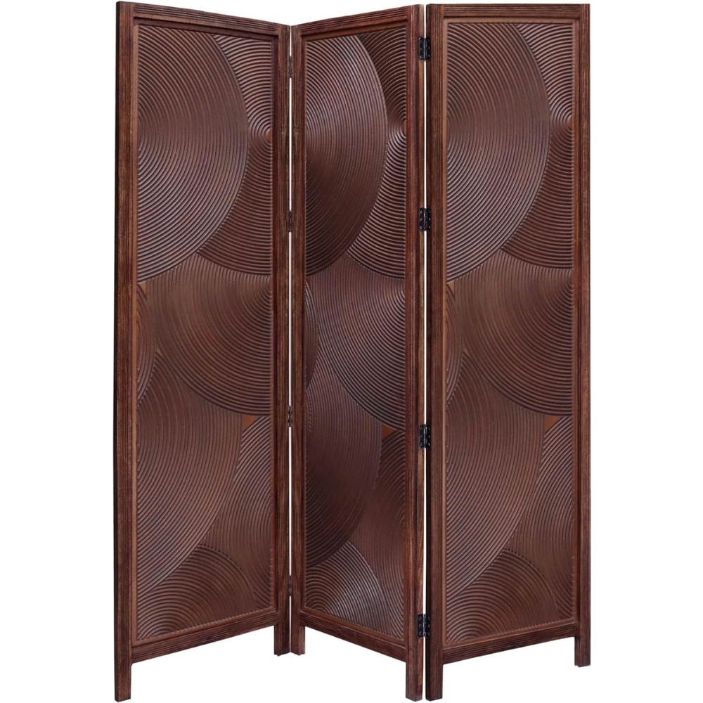 Brown Circular Groove Design Privacy Partition for Living Room - Image 5