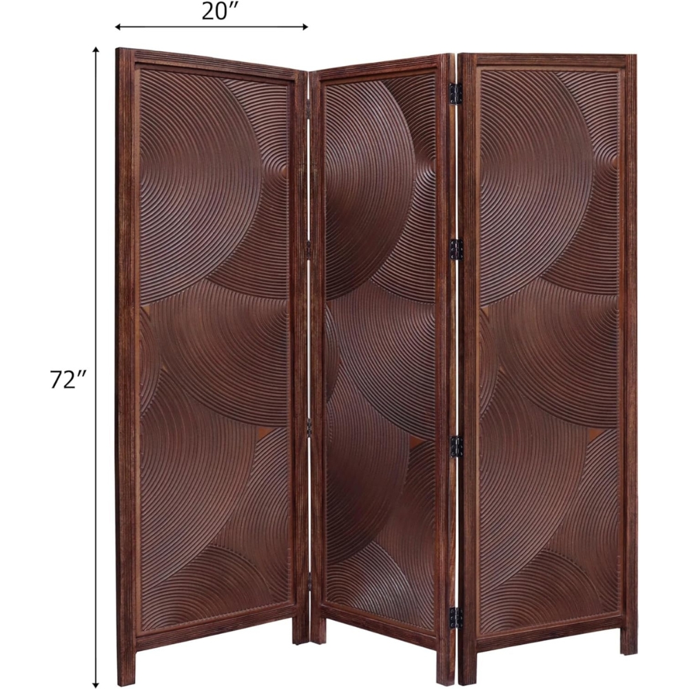 Brown Circular Groove Design Privacy Partition for Living Room - Image 2