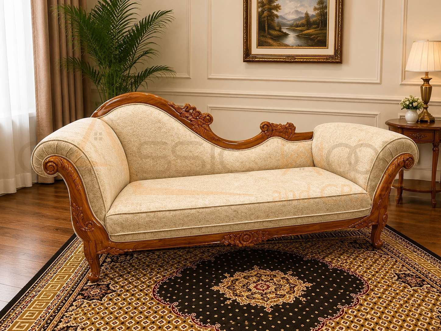 Royal Teak Wood 5 Seater Sofa Set (3+1+1) Center Table Handcrafted Wooden Living Room Furniture - Image 4
