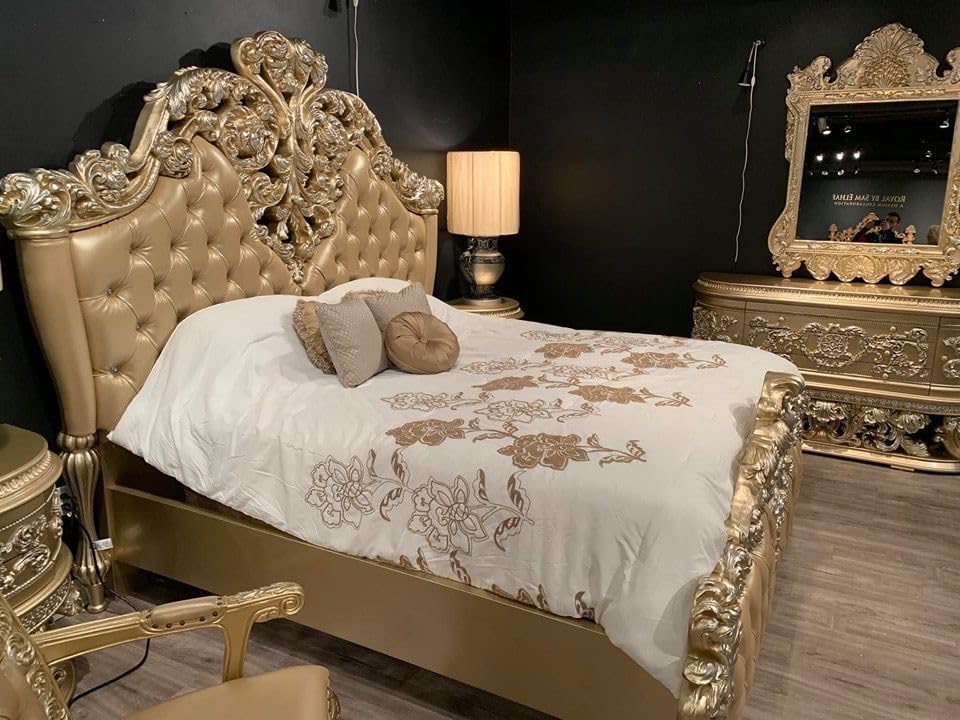 Royal King Size Bedroom Set Teak Wood Handcrafted Luxury Furniture - Image 4
