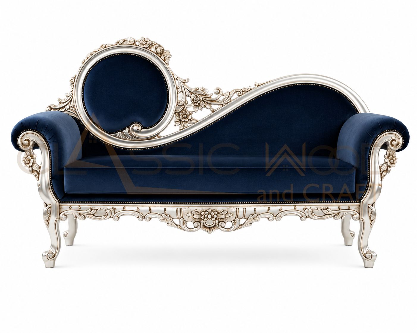 Handcrafted Royal Wooden Diwan Luxury Teak Wood Chaise Lounge for Living Room - Image 3