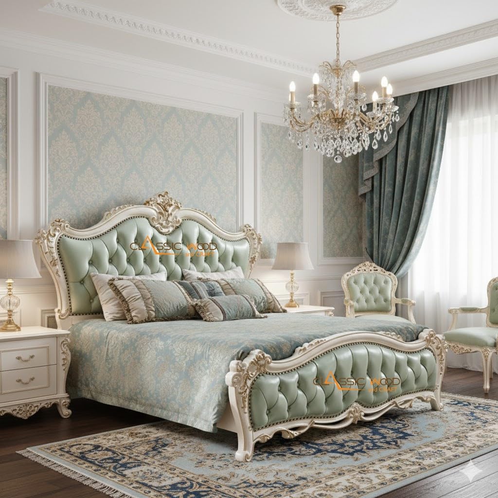 wooden carved bed