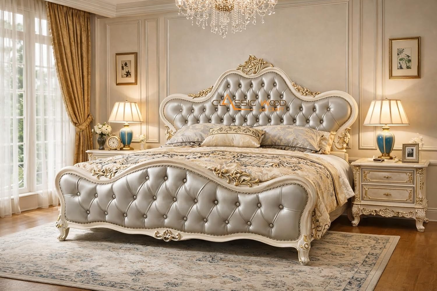 carving wooden bed